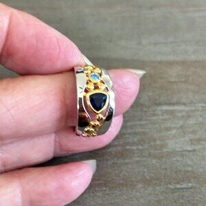 Ladies Ring, Sterling Silver and Gold Tone, Size 6